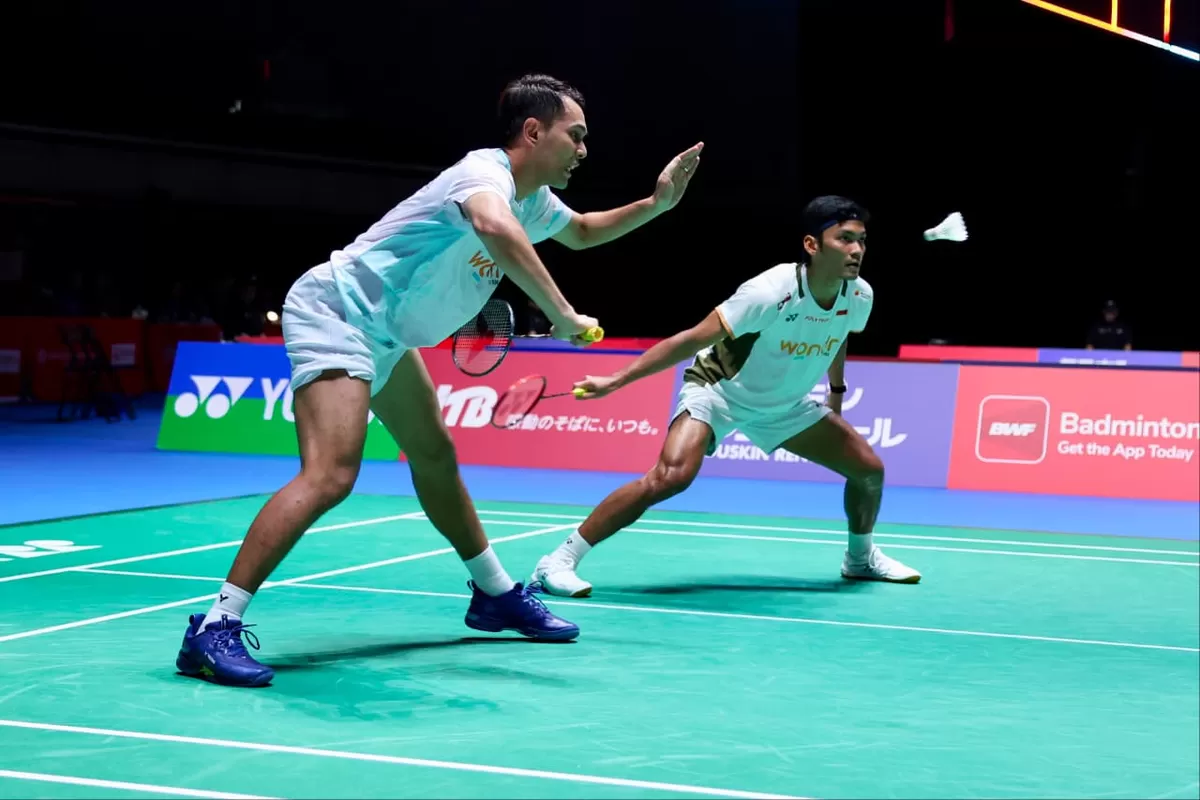 Unggulan kedua Fajar Alfian/Muhammad Shohibul Fikri terus melangkah ke babak kedua usai petik kemenangan di pertandingan awal Japan Open 2026 di Tokyo Gymnasium, Rabu, 15 Juli 2026.