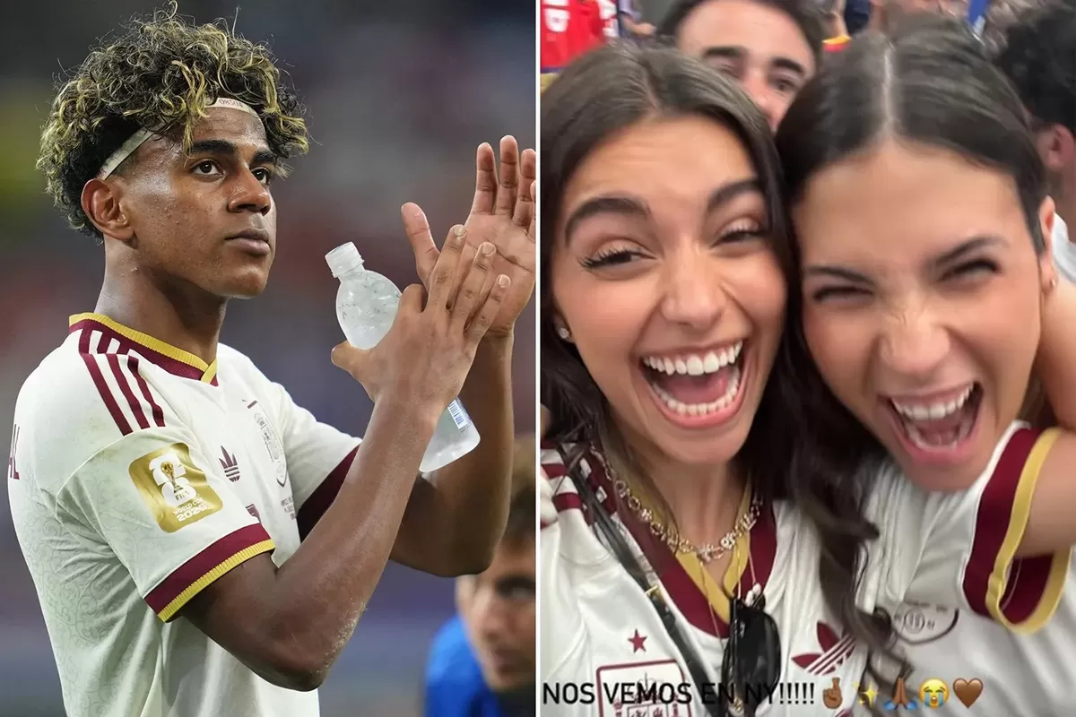 Ines Garcia Santos, pacar Lamine Yamal yang menawan bersorak gembira di tribun. (instagram)