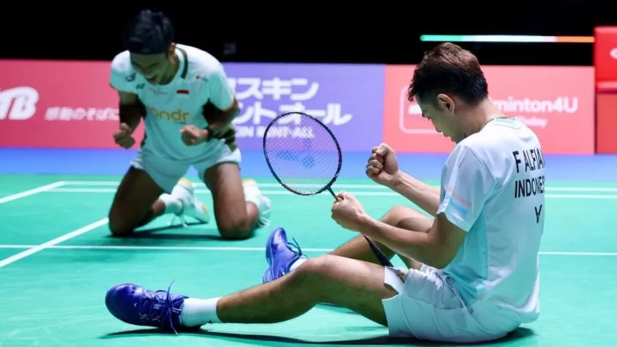 Pasangan ganda putra Indonesia, Fajar Alfian/Muhammad Shohibul Fikri. (PBSI)