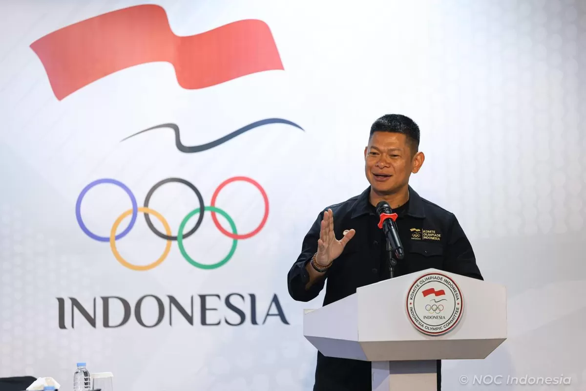 Ketua Umum Komite Olimpiade (NOC) Indonesia Raja Sapta Oktohari saat membuka Rapat Anggota Luar Biasa (RALB) di Jakarta, Senin, 20 Juli.