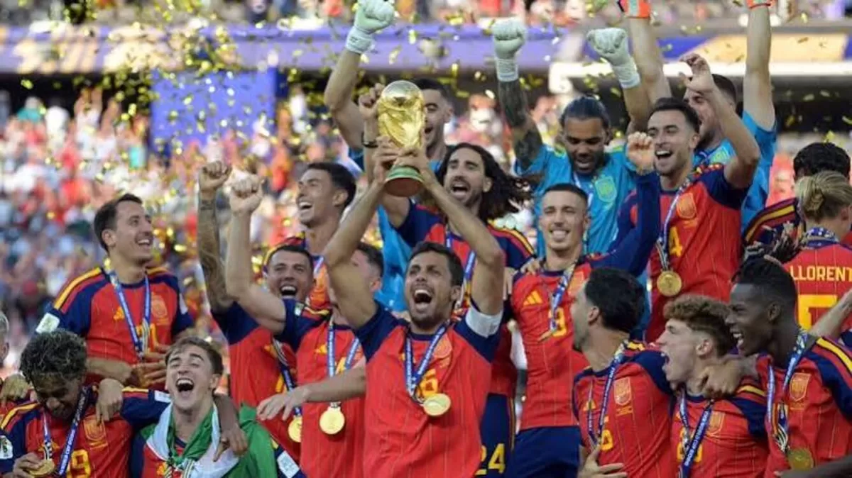 Selebrasi skuad Spanyol usai juara Piala Dunia 2026.