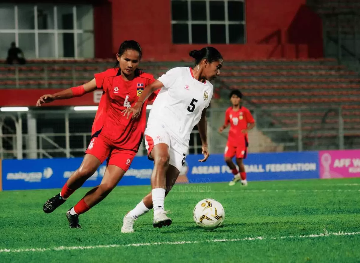 Asli pemain timnas putri Indonesia saat menghadapi Laos di laga final ASEAN Women's Cup 2026, di Kuala Lumpur, Malaysia. Indonesia sukses mempertahankan gelar juaranya. 