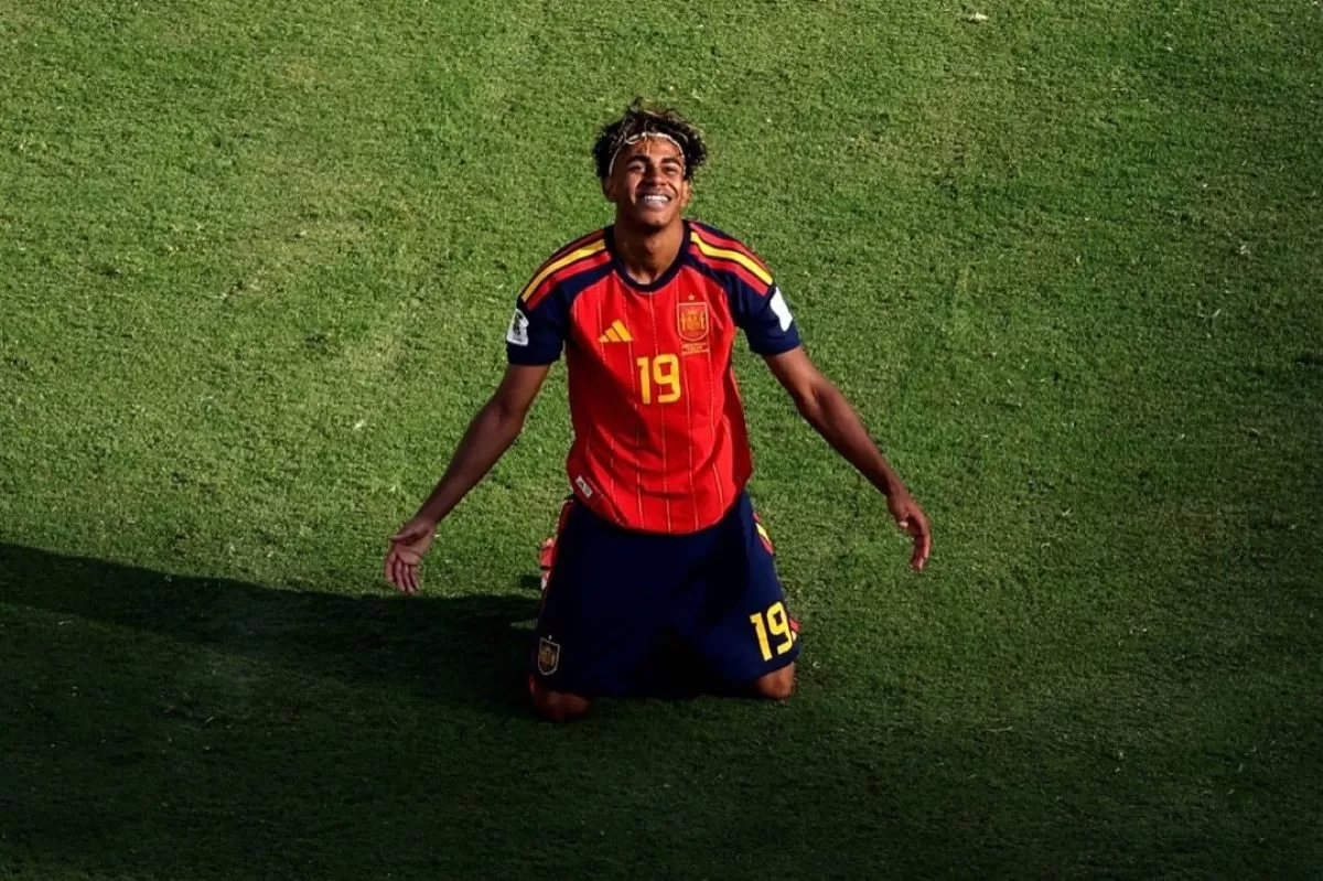 Ekspresi kegembiraan Lamine Yamal usai Spanyol kalahkan Argentina di final Piala Dunia 2026. (@fifaworldcup)