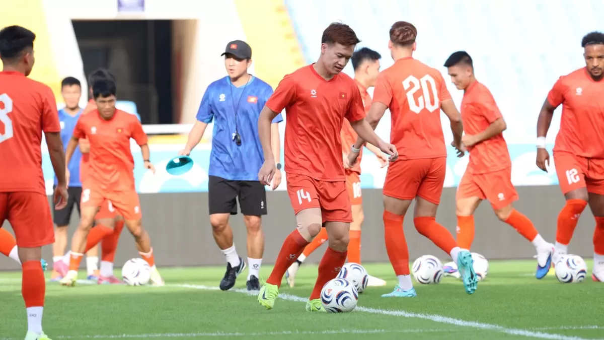 Timnas Vietnam berlatih di Stadion Pakansari, Kab. Bogor, Minggu, 2 Agustus, jelang laga melawan Indonesia di lanjutan Grup A ASEAN Championship 2026.