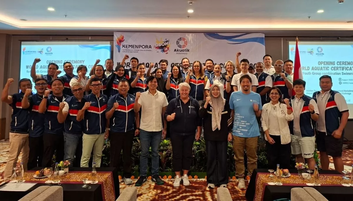 Kemenpora RI bekerjasama dengan PB Federasi Akuatik Indonesia dan World Aquatics menyelenggarakan Pelatihan dan Sertifikasi Pelatih Olahraga Air. (Kemenpora)