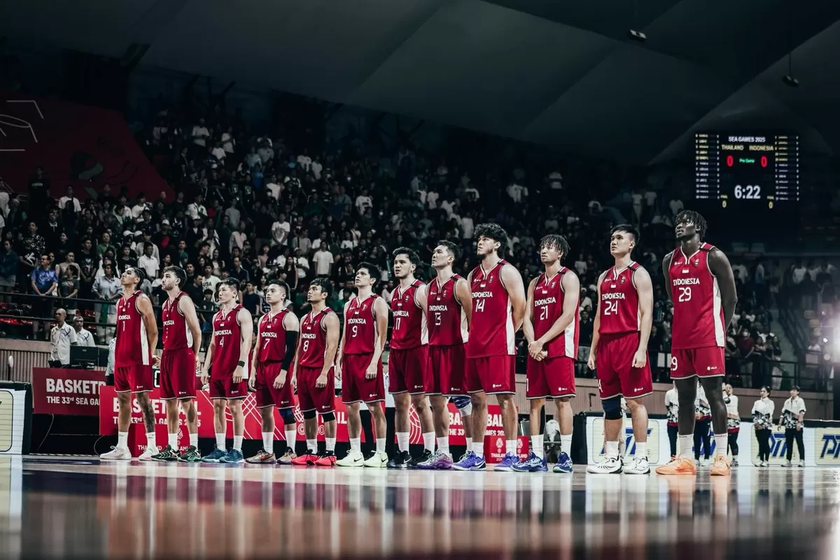 Timnas basket 5x5 Indonesia saat tampil di SEA Games 2025.