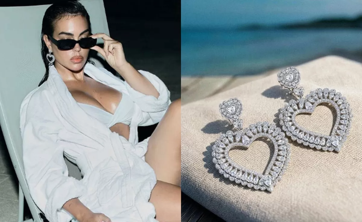Georgina Rodriguez tampil mewah sembari memamerkan lekuk tubuh dan anting-anting berlian yang unik.