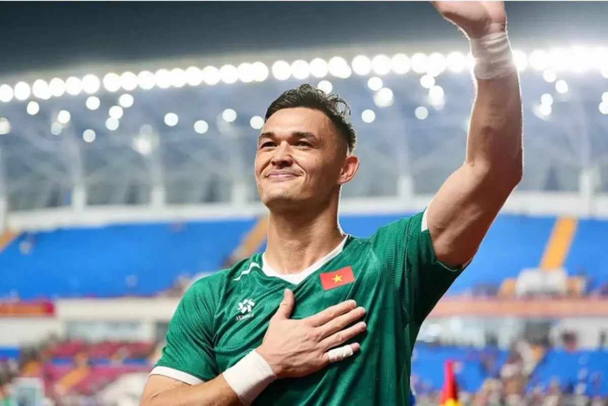 Kiper Vietnam Patrik Le Giang aktor penting di balik kemenangan The Golden Star Warriors atas Thailand, di leg 1 final ASEAN Championship 2026, Bangkok, Sabtu, 22 Agustus.