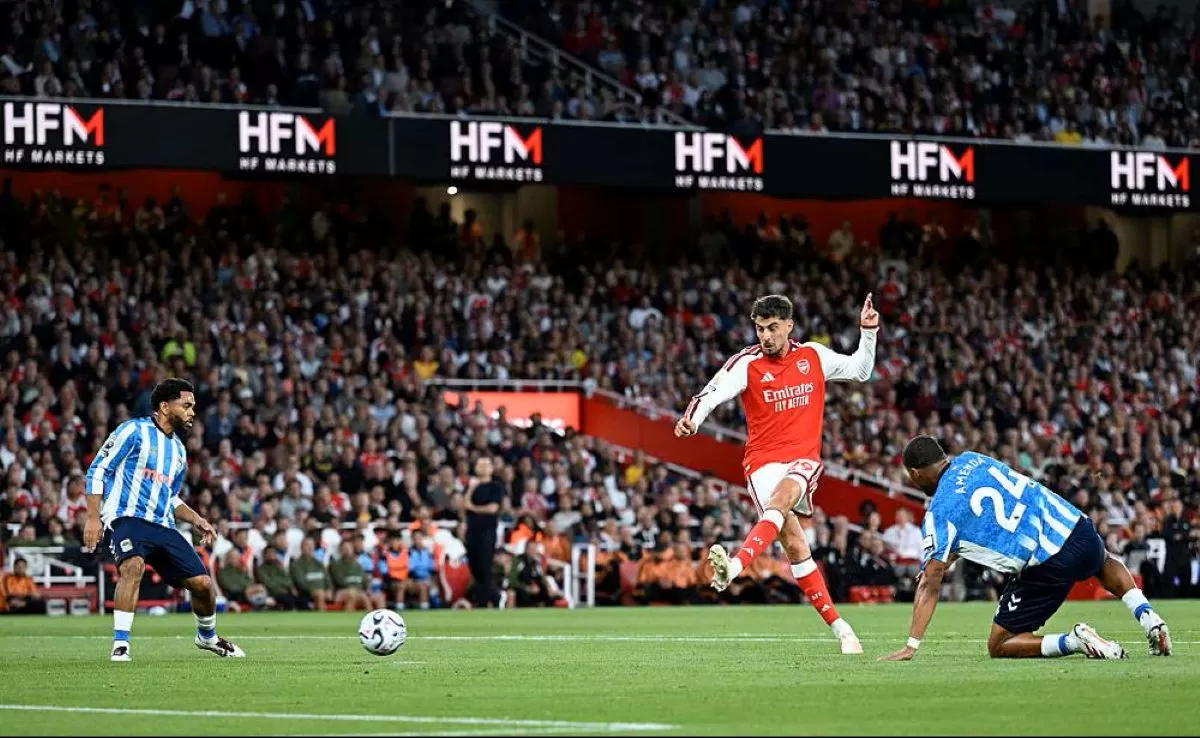 Kai Havertz membuka gol perdana bagi Arsenal di Liga Primer 2026/27 melawan Coventry City. (Arsenal)