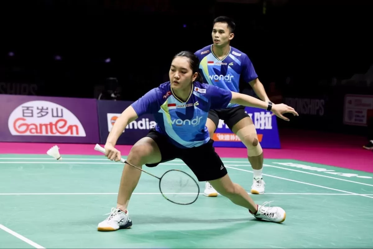 Ganda campuran Indonesia, Amri Syahnawi/Nita Violina Marwah harus puas dengan medali perunggu usai terhenti di semifinal Kejuaraan Dunia 2026, di New Delhi, India, Sabtu, 22 Agustus. 