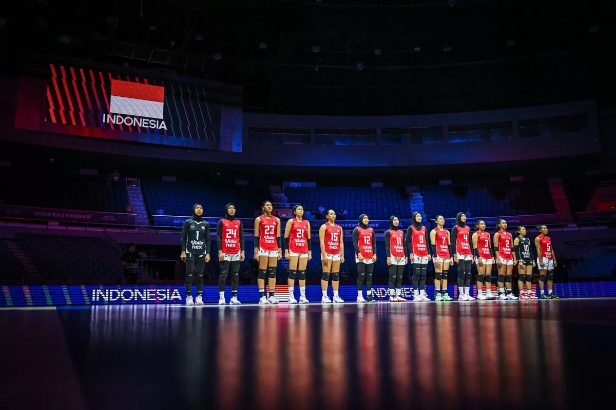 Timnas Voli Putri Indonesia tampil di laga pertama AVC Women's Continental 2026 melawan Kazakstan di Tianjian, China, Sabtu, 22 Agustus. 