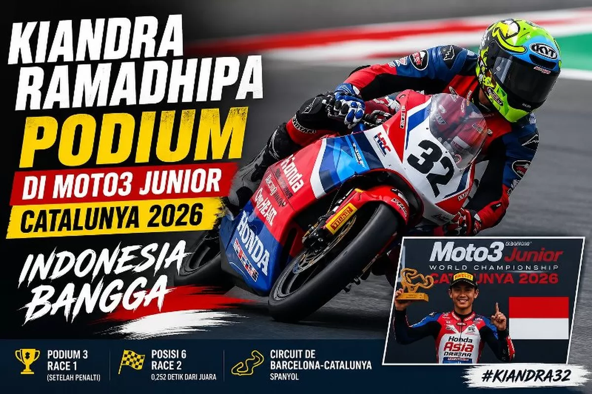 Kiandra Ramadhipa Podium di Moto3 Junior Catalunya 2026, Indonesia Bangga