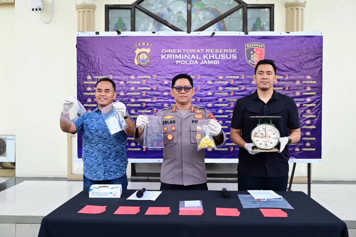 Polda Jambi Gelar Konferensi Pers Ungkap Kasus Tindak Pidana Perlindungan Konsumen. (Doc. Humas Polda Jambi)