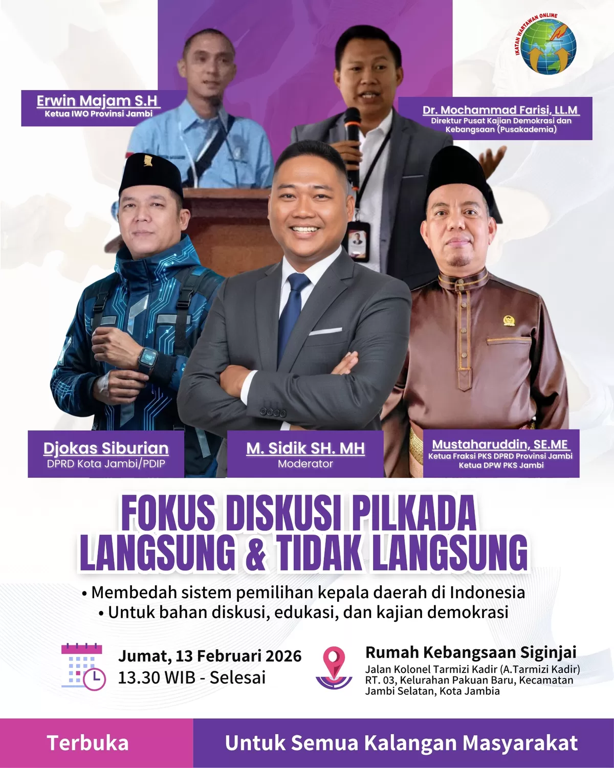 IWO Jambi Gelar FGD Pilkada Langsung dan Tidak Langsung. (Doc. IWO)