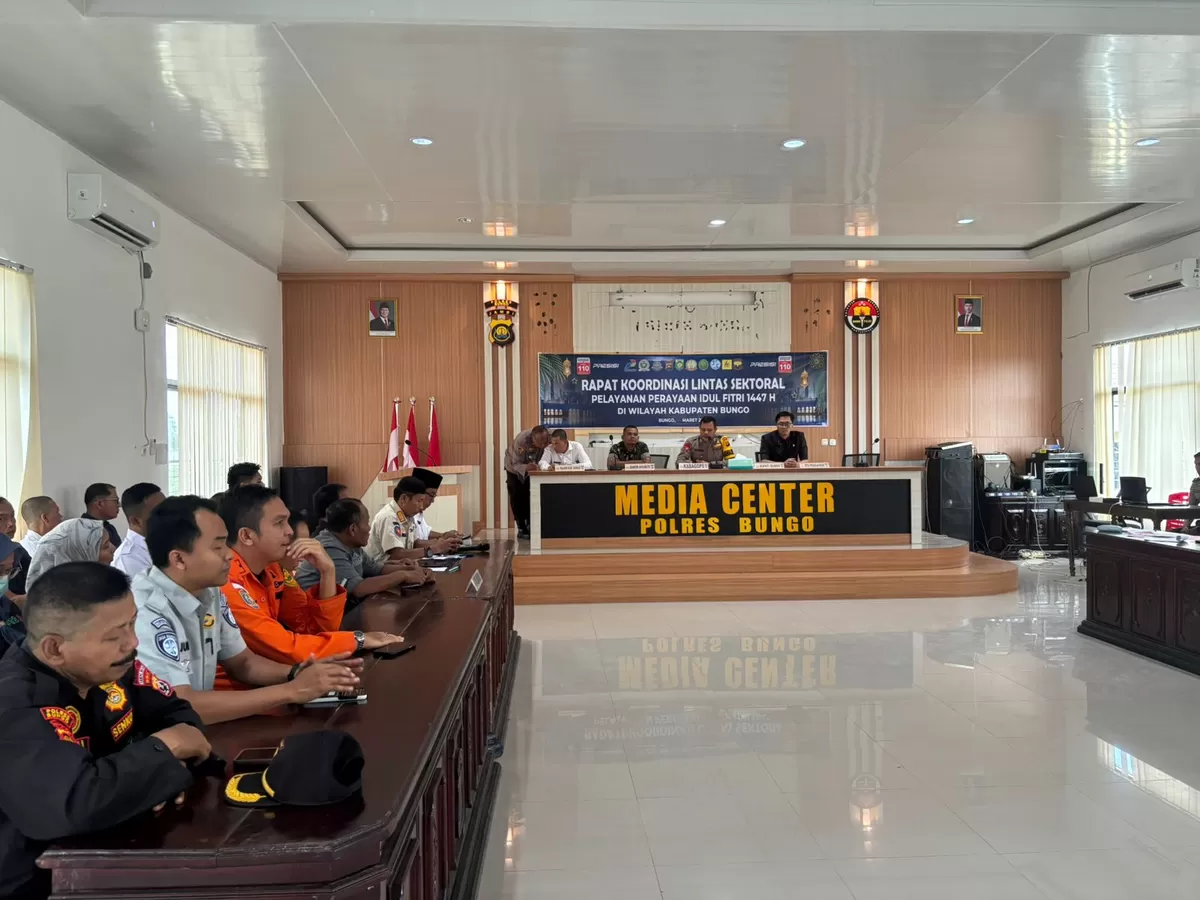Kepala Jasa Raharja Cabang Muara Bungo Hadiri Rakor Lintas Sektoral Persiapan Operasi Idul Fitri 1447 H di Polres Bungo. (Doc. Humas JR)