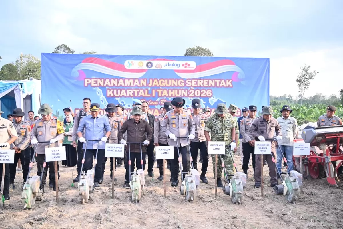 Polda Jambi Gelar Tanam Jagung Raya Serentak Kuartal I Tahun 2026. (Doc. Humas Polda Jambi)