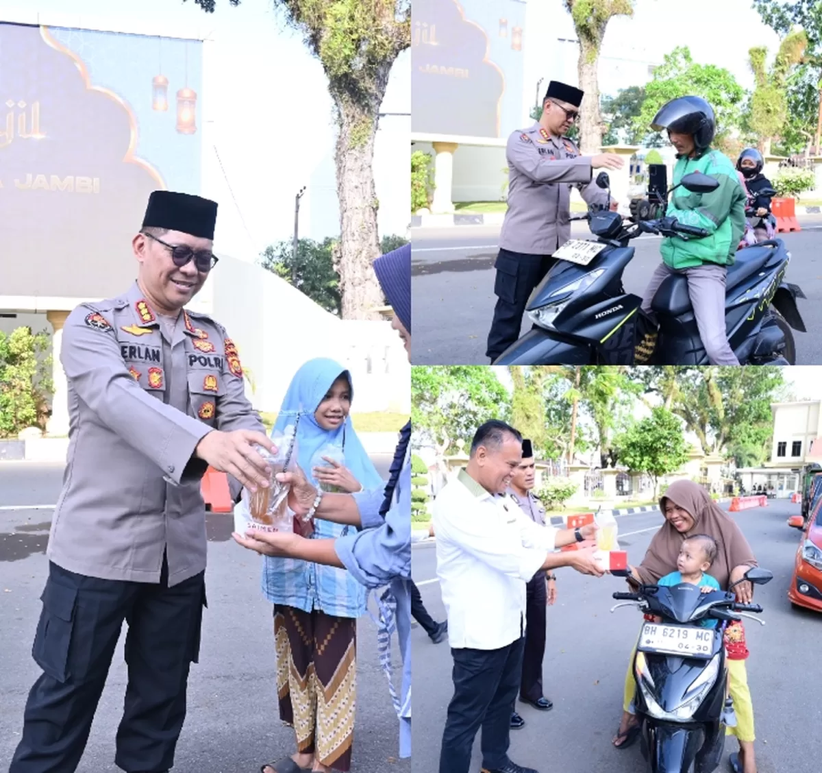 Ditreskrimsus dan Bidhumas Polda Jambi Kompak Gelar Aksi Sosial Pembagian Takjil. (Doc. Humas Polda Jambi)