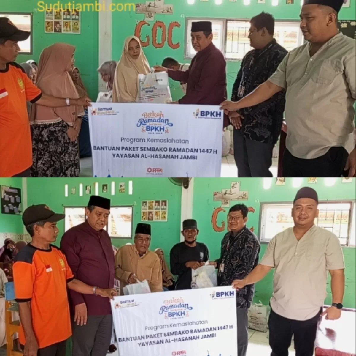 HBA Bersama PPPA Daarul qur'an Tebar Berkah Ramadan di Jambi, Sembako untuk Guru dan Karyawan Ponpes Al-Jauharen. (Doc. Sudutjambi.com)