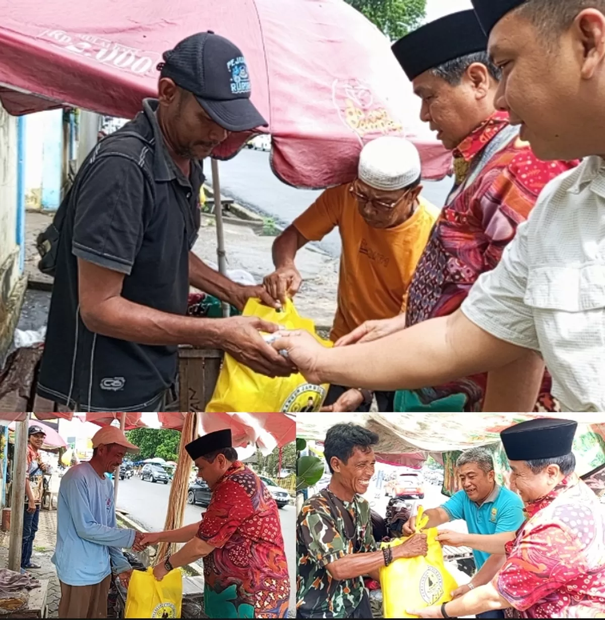 HBA memberikan sembako kepada Tukang Sol Sepatu Tugu Juang Sipin. (Doc.Sudutjambi.com)