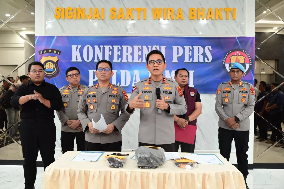 Polda Jambi Gelar Konferensi Pers, DPO Narkotika Berhasil Ditangkap di Tanjab Barat. (Doc. Humas Polda Jambi)