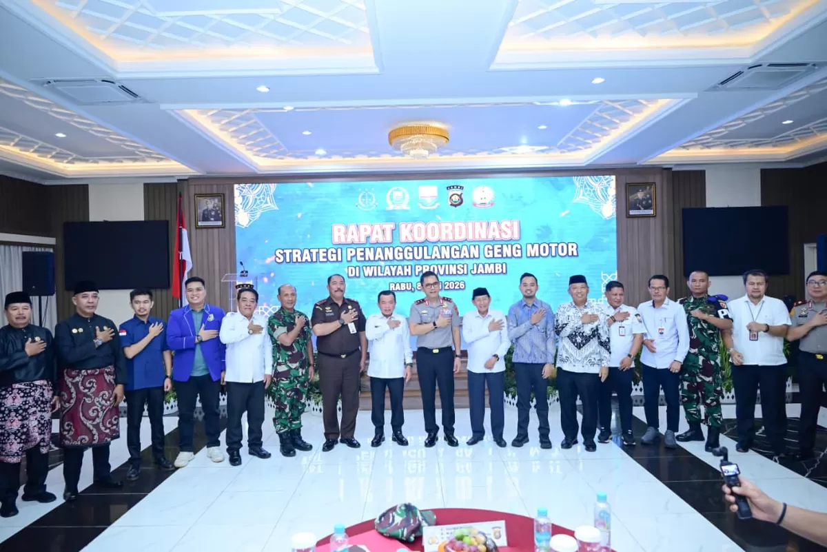 Polda Jambi Perkuat Sinergi Lintas Sektoral, Deklarasikan Strategi Bersama Berantas Geng Motor. (Doc. Hms Polda Jambi)