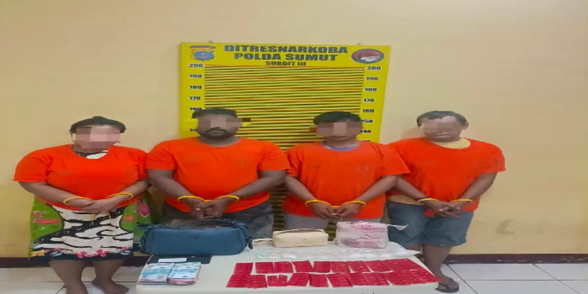 Empat Terduga Tersangka Pemilik 1 Kg Sabu Sabu Ditangkap Poldasu di Jalan Brigjen Katamso Gang.Lampu 1 (Realitasonline,id/Dok)