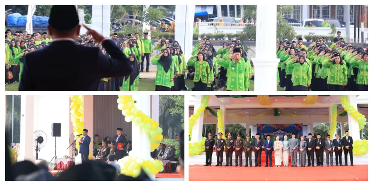 Keterangan Foto : Ribuan ASN mengikuti upacara peringatan Hari Jadi ke-22 Kabupaten Serdang Bedagai (Realitasonline.id / MS)