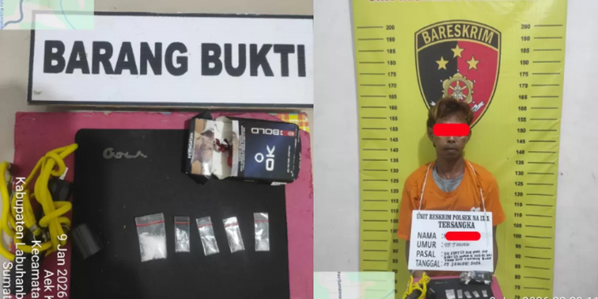 polisi mengamankan seorang tersangka berinisial MA (49) beserta barang bukti 