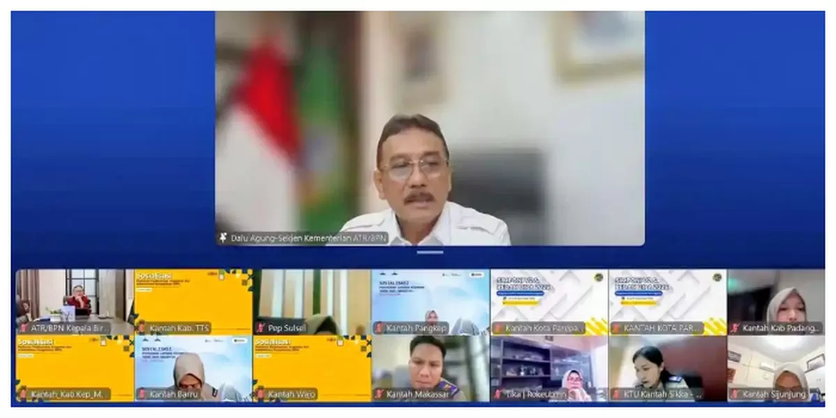 Keterangan gambar: Sinkronisasi  Sekretaris Jenderal Kementerian ATR/BPN, Dalu Agung Darmawan, memimpin rapat penyusunan rencana kerja jangka panjang melalui kegiatan Sinkronisasi Program Kegiatan Tahun 2027 dan Penyusunan Penjenjangan Kinerja (Realitasonline / Ist)