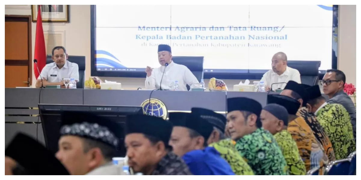 Keterangan gambar : Arahan Menteri ATR/BPN, Nusron Wahid, saat memberikan pengarahan kepada perwakilan organisasi keagamaan Kantah Kabupaten Karawang, Jawa Barat, Rabu (7/1/2026).(Realitasonline / Ist)