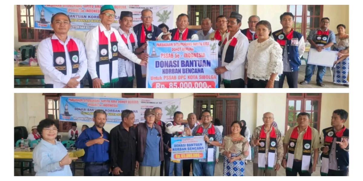 Keterangan foto: Pengurus DPW PSSAB wilayah IV, penasehat dan DPC Taput saat diabadikan secara simbolis menyerahkan donasi bantuan yang dihimpun Ketua Umum DPP Sudung Situmorang. (Realitasonline.id/AS)