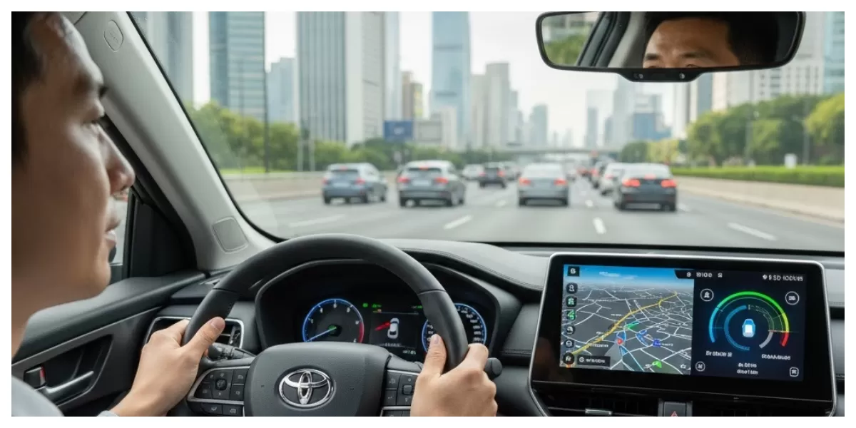  Ilustrasi orang mengendarai mobil hybrid (Realitasonline/ Canva)