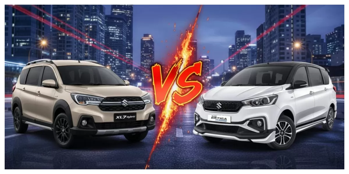 Keterangan foto: Ilustrasi Suzuki XL7 Hybrid vs Ertiga Hybrid (Realitasonline/ Kolase Canva)