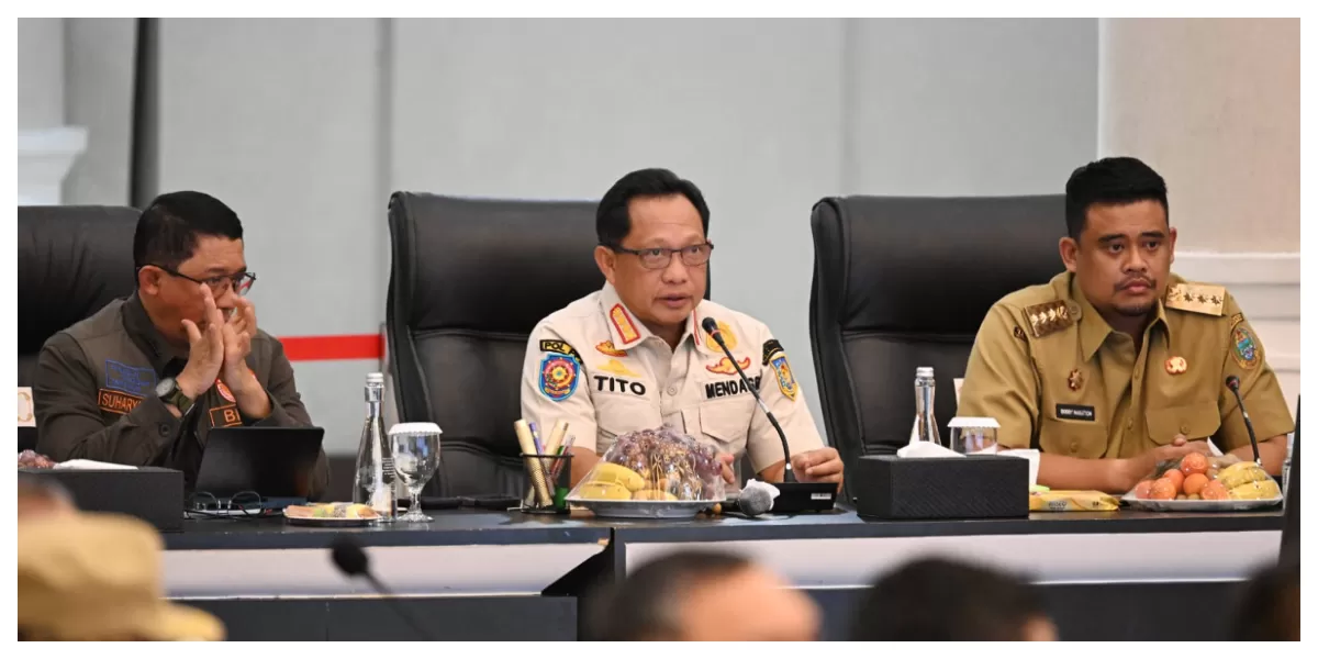 Bobby Nasution saat Rakor Percepatan Rehabilitasi dan Rekonstruksi Pascabencana yang dipimpin Mendagri Tito Karnavian di Aula Raja Inal Siregar. (Realitasonline.id/Kominfo Sumut/Fahmi Aulia)