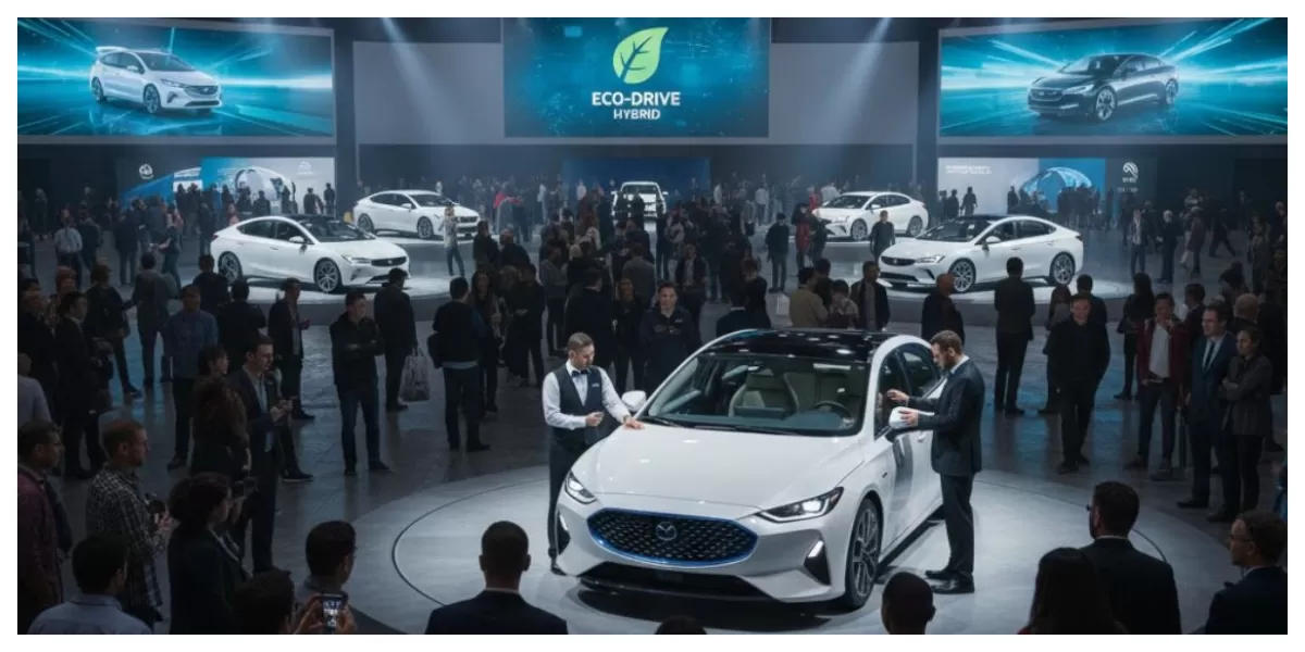 ilustrasi Peminat mobil hybrid di pameran otomotif (realitasonline/ canva)