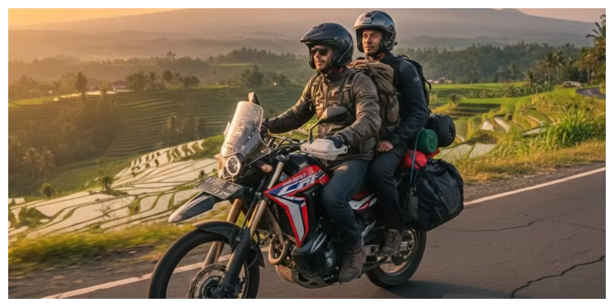  Ilustrasi Perjalanan Jauh dengan Motor (Realitasonline/ Canva)