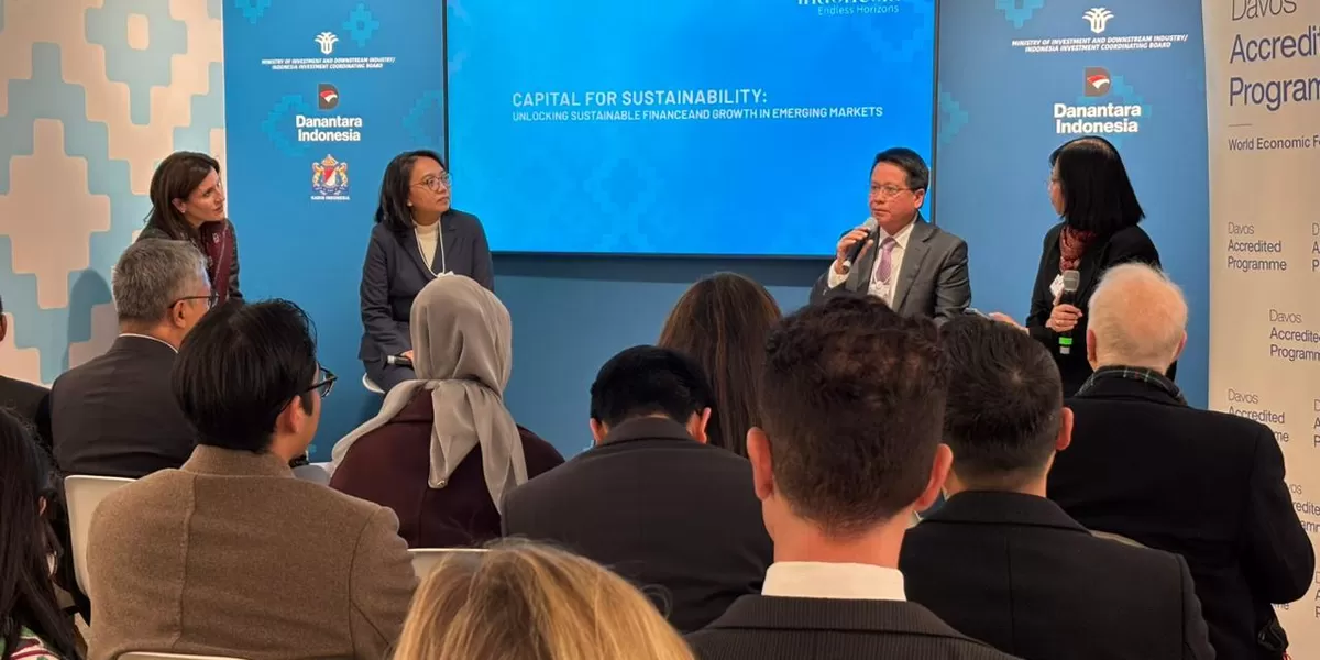 Direktur Utama BRI Hery Gunardi dalam forum Indonesia Pavilion melalui panel Capital for Sustainability: Unlocking Sustainable Finance and Growth in Emerging Markets, World Economic Forum (WEF) Davos 2026