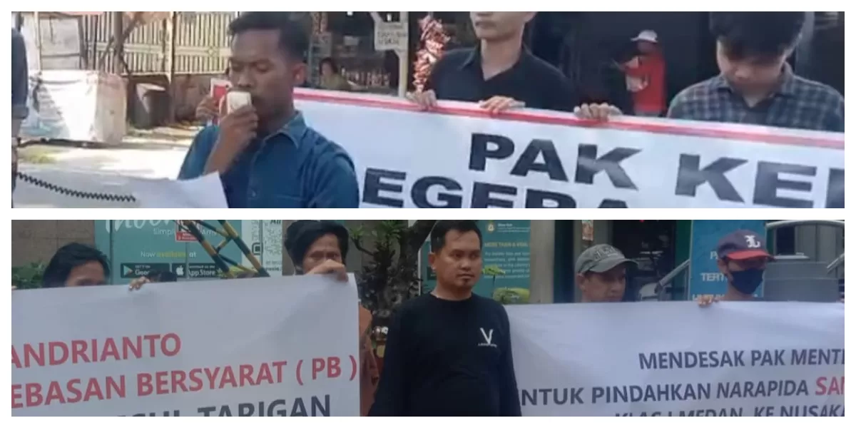 Aksi unjuk rasa damai Koalisi Mahasiswa dan Masyarakat Bersatu Sumatera Utara. (Realitasonline.id/Dok)