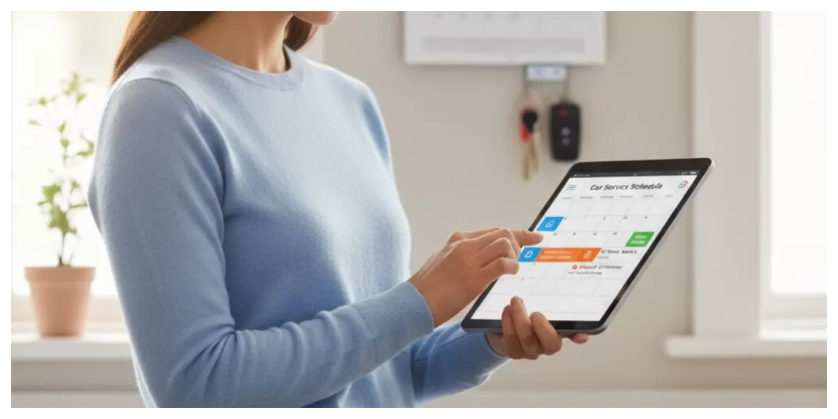  Ilustrasi orang sedang mengecek jadwal servis mobil (Realitasonline/ canva)