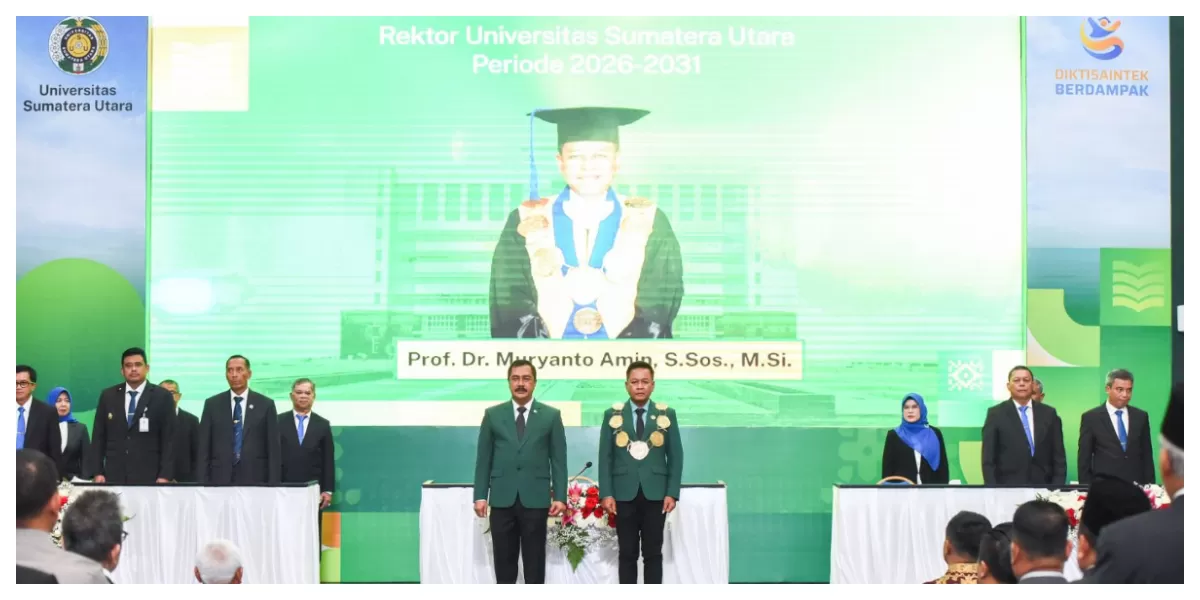 Rektor USU Prof Muryanto Amin dan Ketua MWA Agus Andrianto. (Realitasonline.id/Dok)