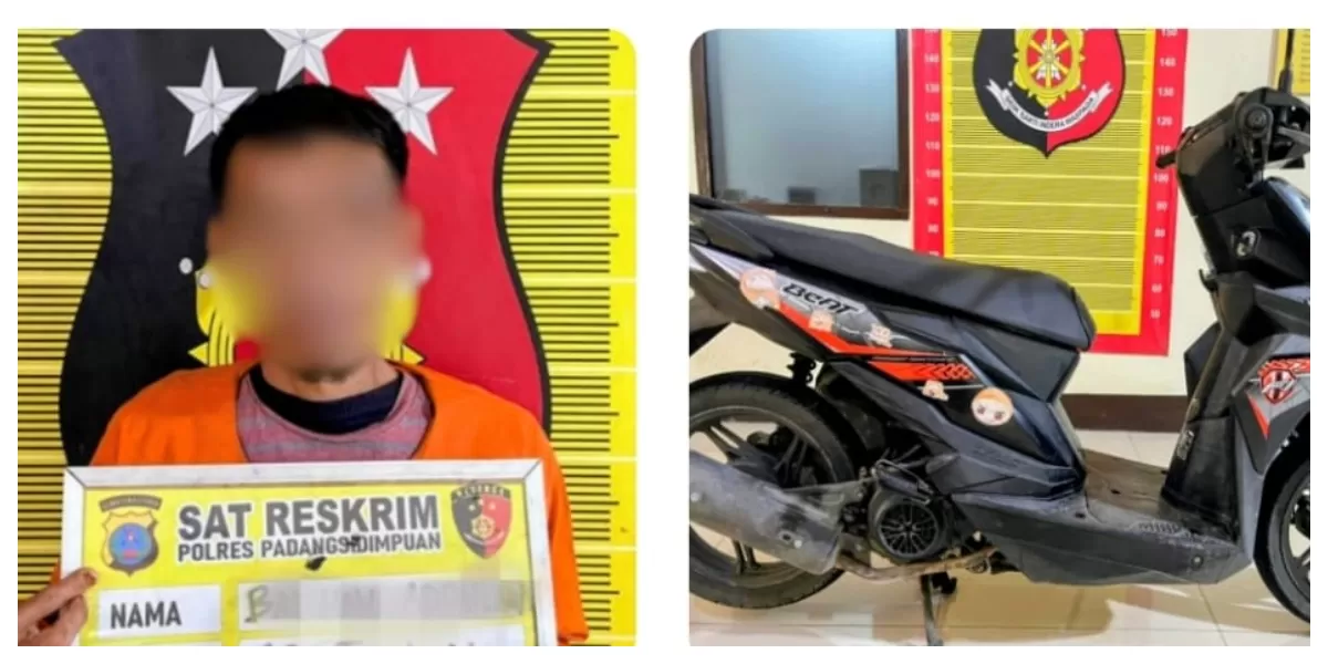 Pelaku curanmor warga Kota Tanjungbalai ditangkap  Sat Reskrim Polres Padangsidimpuan. (Realitasonline.id/ Riswandy)