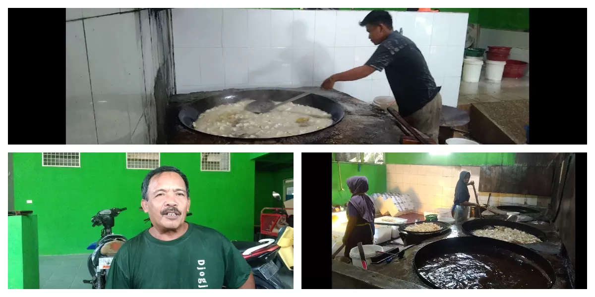 Eksportir kripik singkong aneka rasa Muhdi dan pegawai saat melakukan penggorengan (Realitasonline.id/mis)