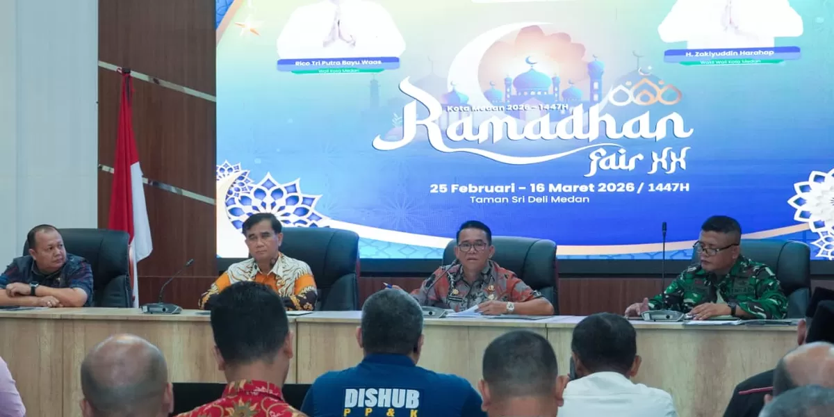 Wakil Wali Kota Medan Zakiyuddin Harahap pimpin rapat persiapan Ramadhan Fair ke XX dan Harmoni Imlek 2026, Kamis (19/2/2026).