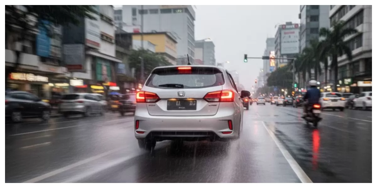 Keterangan foto: Ilustrasi mobil melaju di jalanan basah (Realitasonline/ Canva)