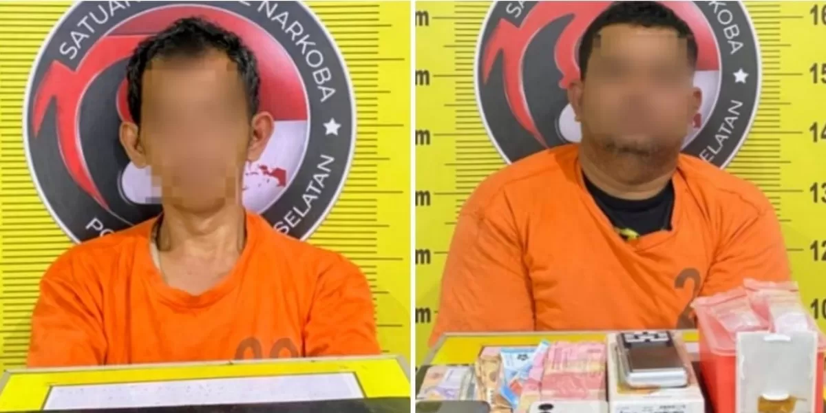 Dua pelaku penyalahgunaan narkotika jenis sabu yang diamankan personil Polres Tapsel, Jumat (27/2/2026). (Foto : Realitasonline/Riswandy)