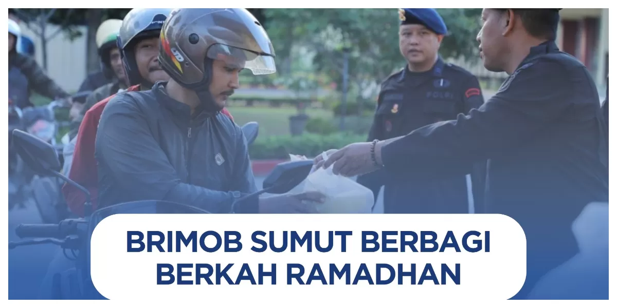  Brimob Poldasu bagikan 200 takjil untuk masyarakat. (Realitasonline.id/Humas Polda Sumut/Ogek Tanjung)