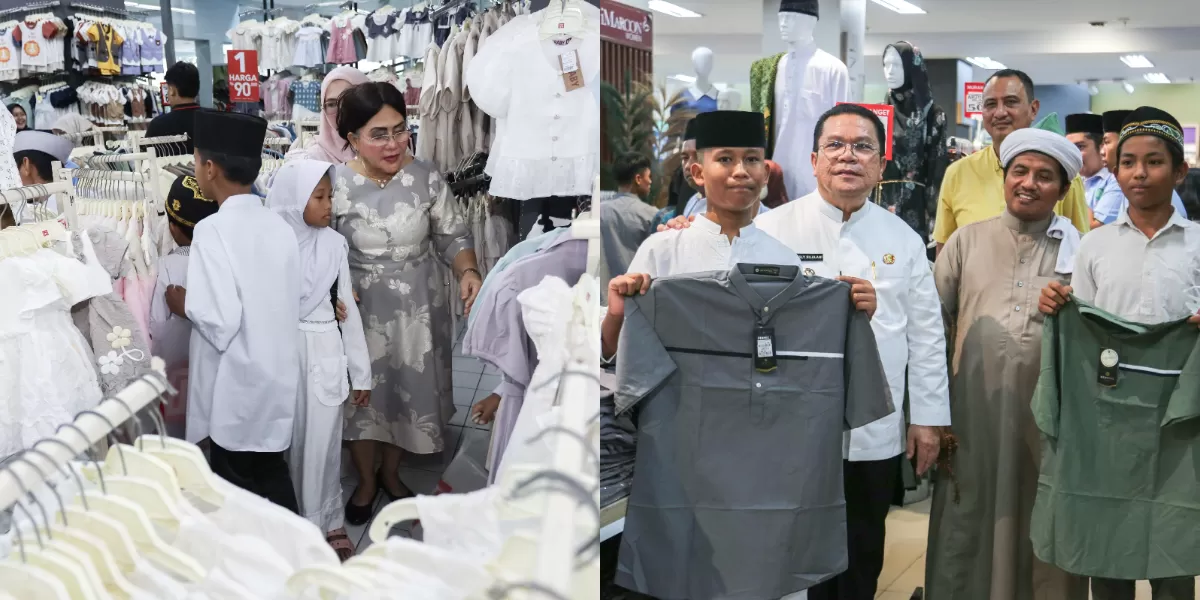 Wesly - Liswati langsung mendampingi anak belanja baju lebaran (Realitasonlinre.id/RH)