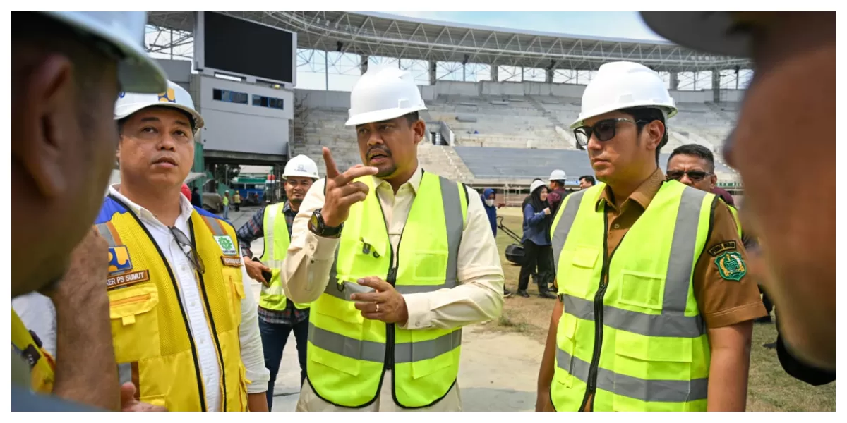 Bobby Nasution tinjau proses renovasi Stadion Teladan Medan. (Realtasonline.id/Kominfo Sumut/ Imam Syahputra)