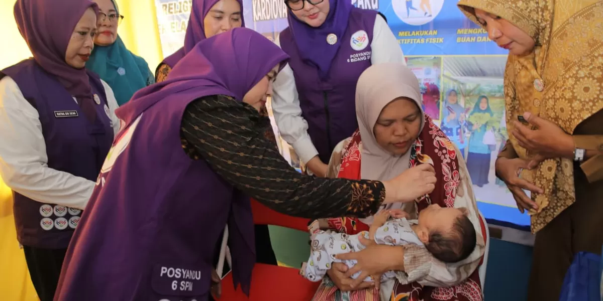 Ketua TP Posyandu Asahan saat meninjau kesiapan layanan posyandu