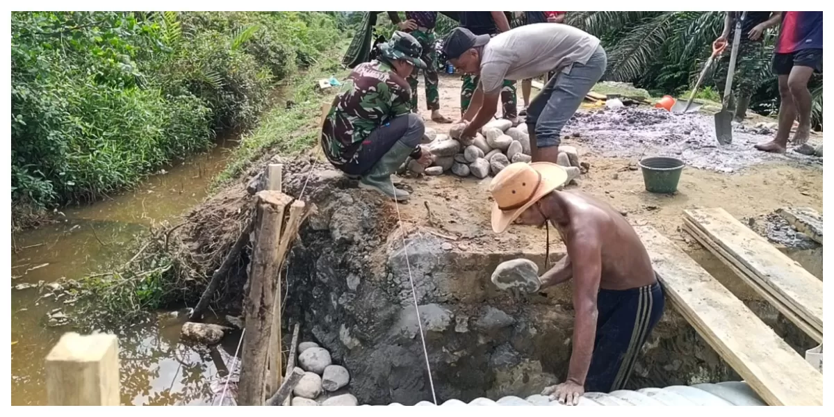 Progres pembangunan jembatan Aramco di Aceh Selatan.(realitasonline.id/zul)